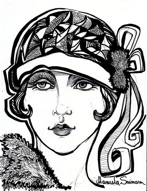 roaring 20s flappers drawing.